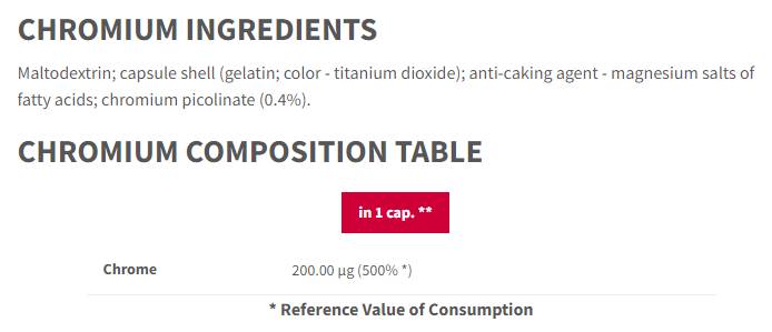 Picolinat de crom 200 mcg - 90 capsule