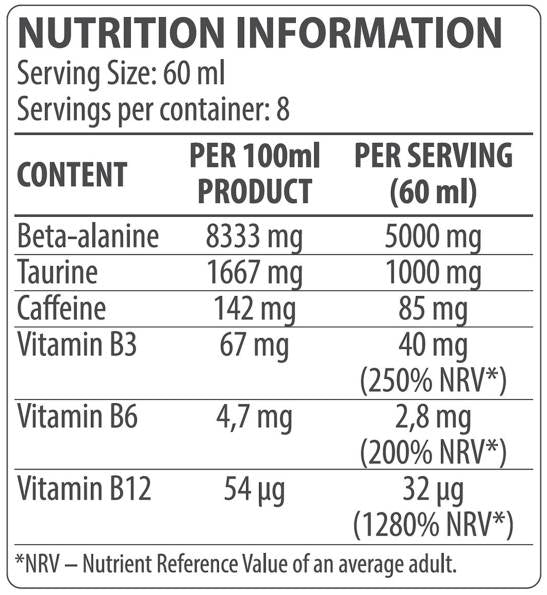 Forța musculară | Lichid pre-antrenament - 500 ml