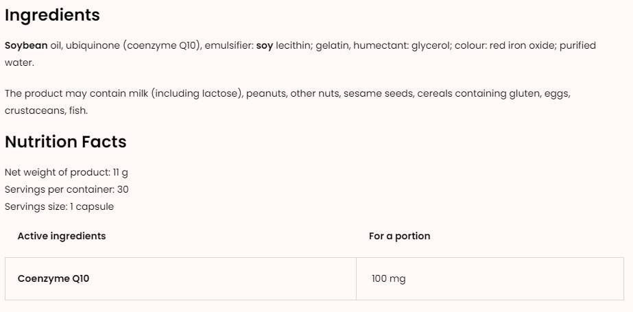 CoQ10 / Ubichinon 100 mg - 30 capsule de gel