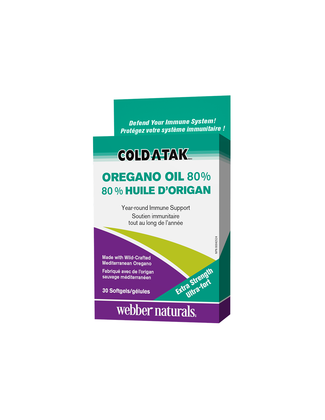 Cold-A-Tak® Oregano Oil Extra Strength / Oregano (ulei / 80% carvacrol), 180 mg, 30 capsule softgel