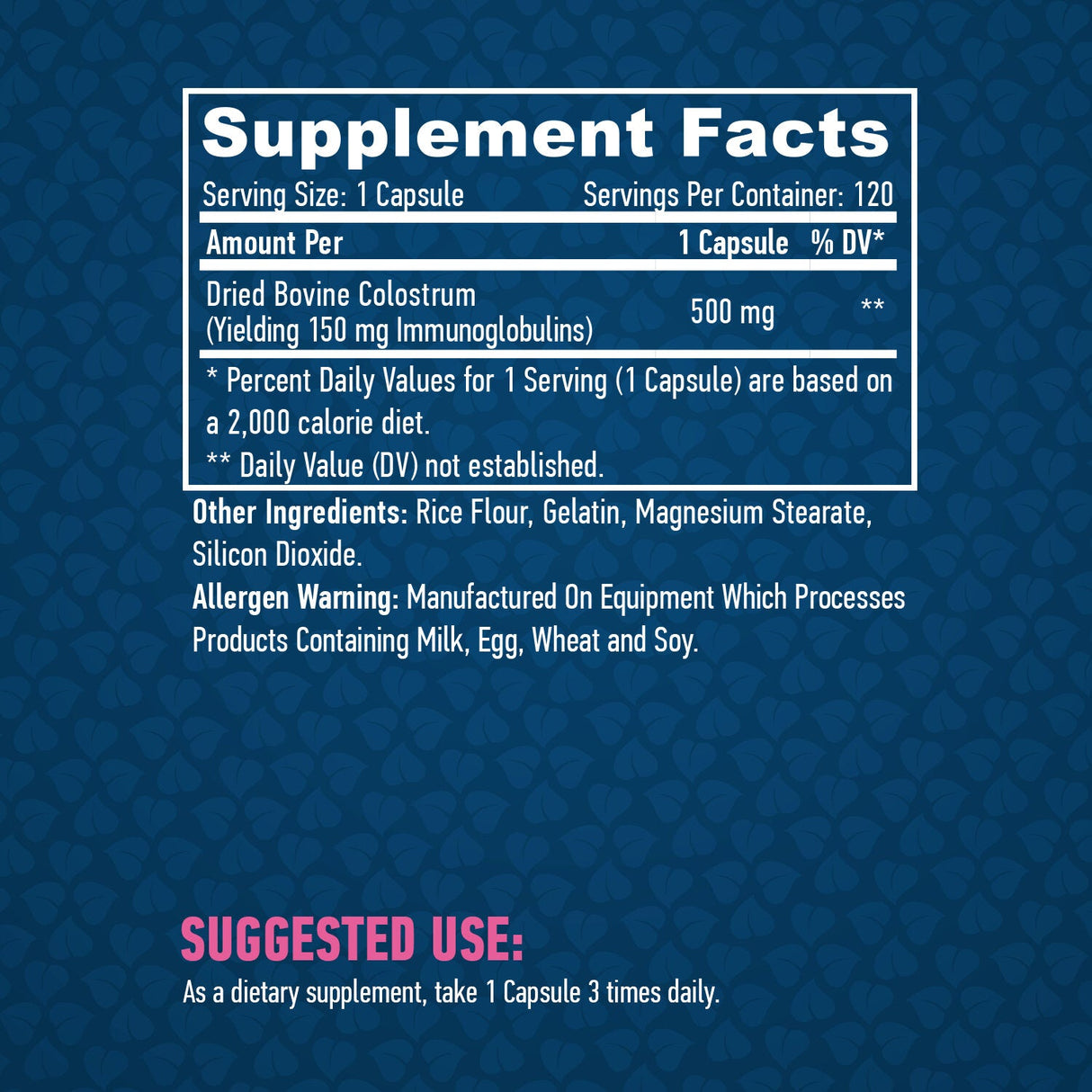 Colostru 500 mg / 120 capsule.