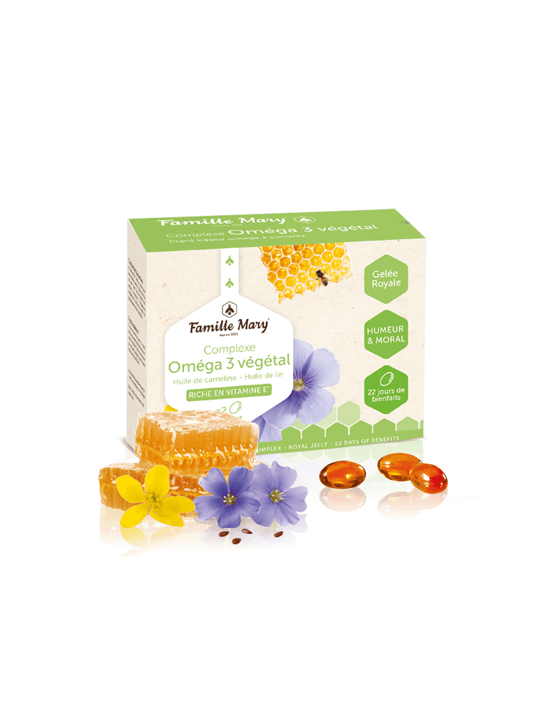 Complex Oméga 3 végétal - Omega-3 din surse vegetale + laptisor de matca, 45 capsule