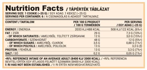 Cookie-uri | Biscuiți cu proteine cu conținut scăzut de zahăr 135 grame