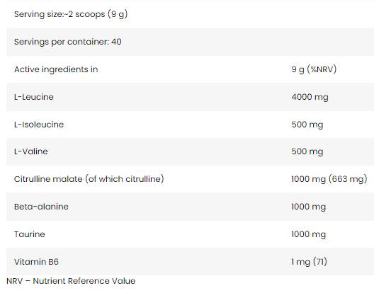 Core BCAA 8:1:1 | cu Citrulina & Beta-Alanina - 350 grame