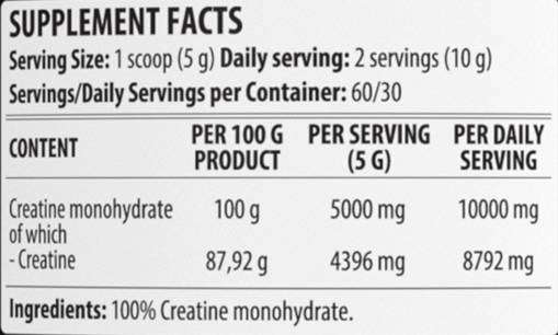 Creatina monohidrat | Pudră 100% pură - 300 de grame