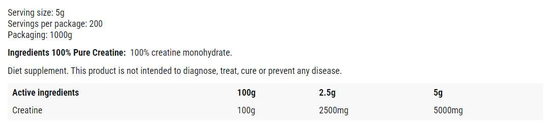 Pudră monohidrat de creatină - 1000 grame