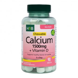 Calciu masticabil 1500 mg + Vitamina D - 90 tablete masticabile