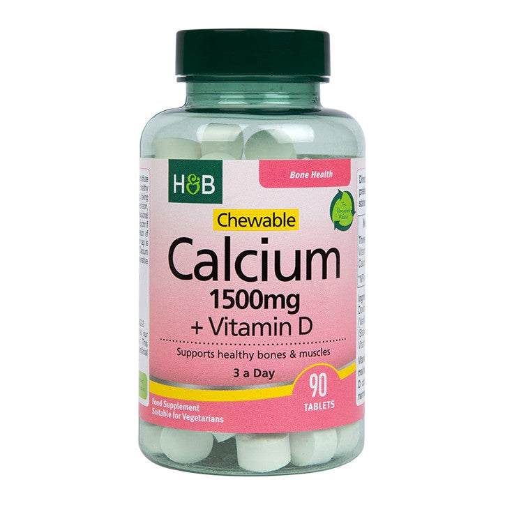 Calciu masticabil 1500 mg + Vitamina D - 90 tablete masticabile