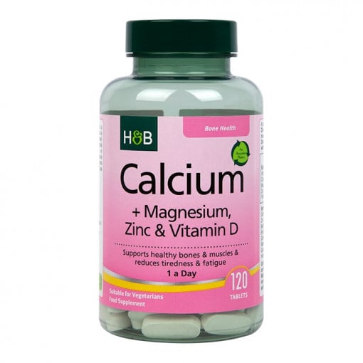 Calciu, Magneziu, Zinc și Vitamina D (Calciu, Magneziu, Zinc și Vitamina D) 120 comprimate HOLLAND & BARRETT
