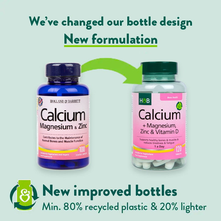 Calciu, Magneziu, Zinc și Vitamina D (Calciu, Magneziu, Zinc și Vitamina D) 120 comprimate HOLLAND & BARRETT