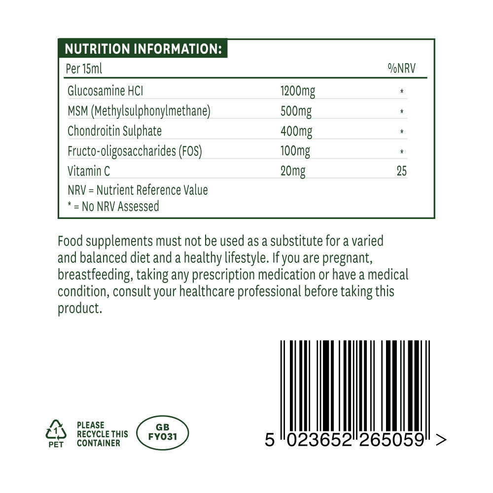 Formula lichida concentrata pentru articulatii sanatoase cu glucozamina, MSM si condroitina (Glucozamina, MSM si condroitina lichid) 500 ml NaturesAid