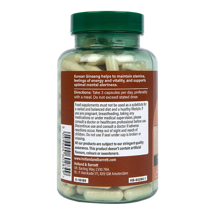 Ginseng coreean 500mg 180 capsule HOLLAND & BARRETT