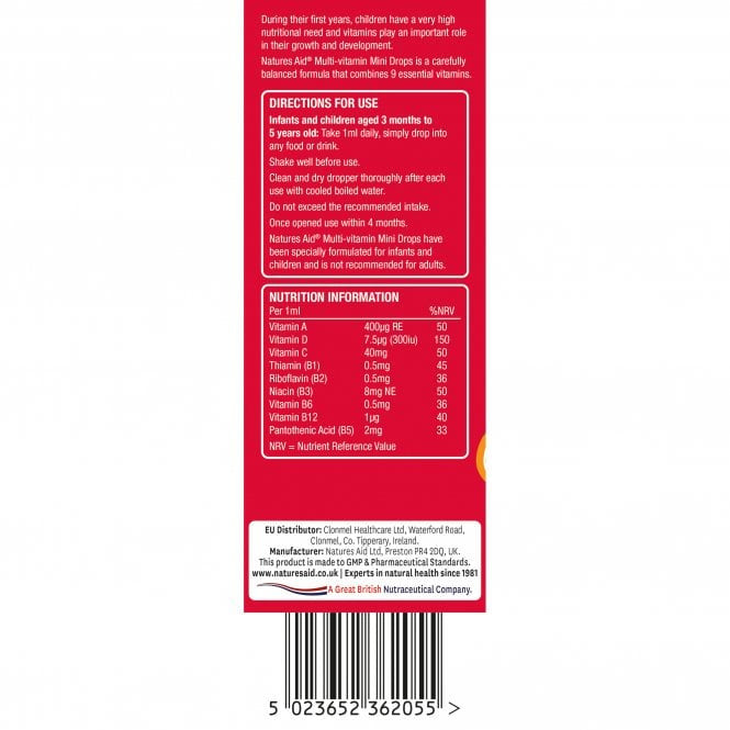 Picaturi multivitamine pentru copii (Mini Drops Multi-vitamin) 50ml NaturesAid