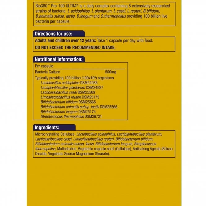 Probiotic Pro-100 ULTRA (100 de miliarde de bacterii) 100 de miliarde. 30 de capsule NaturesAid