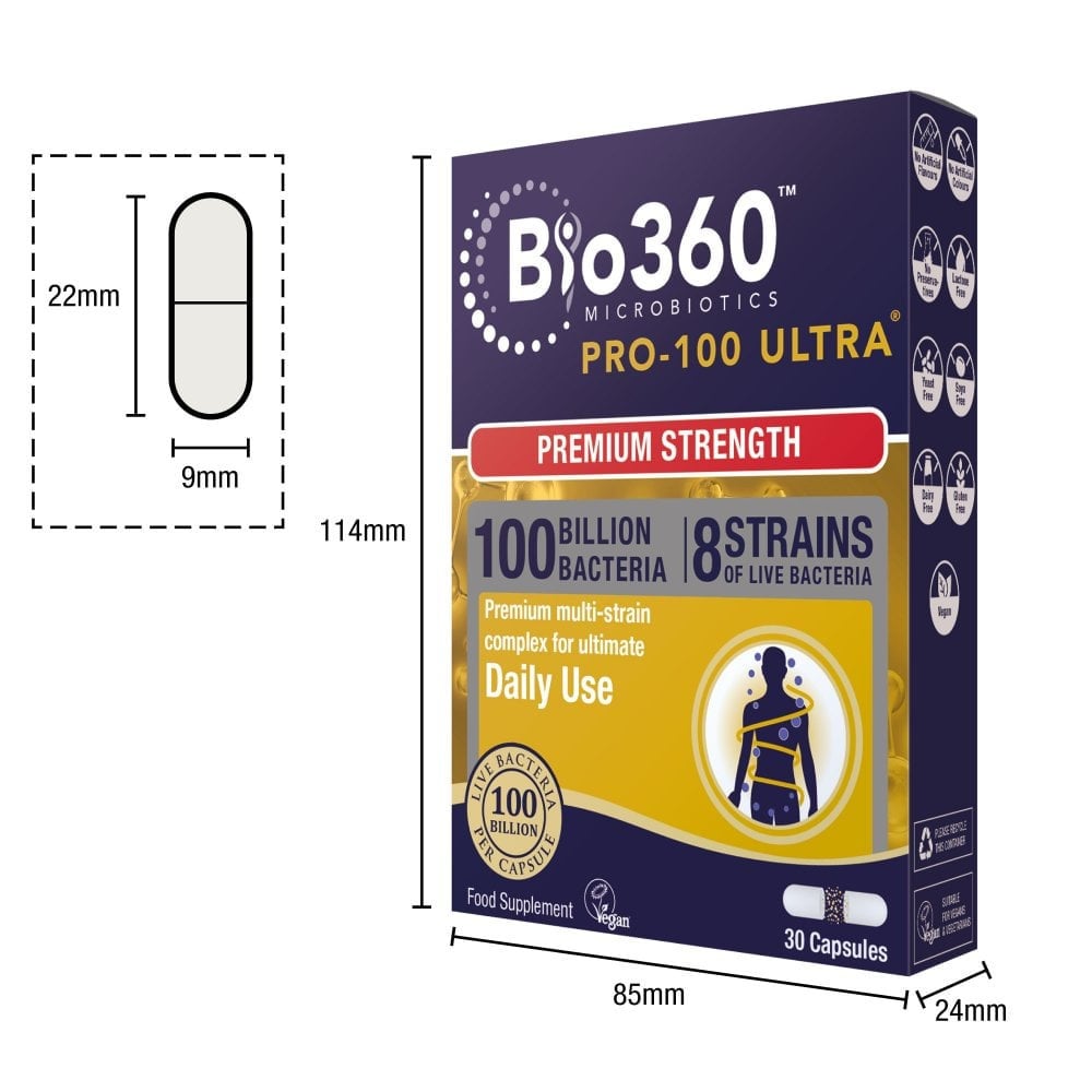 Probiotic Pro-100 ULTRA (100 de miliarde de bacterii) 100 de miliarde. 30 de capsule NaturesAid