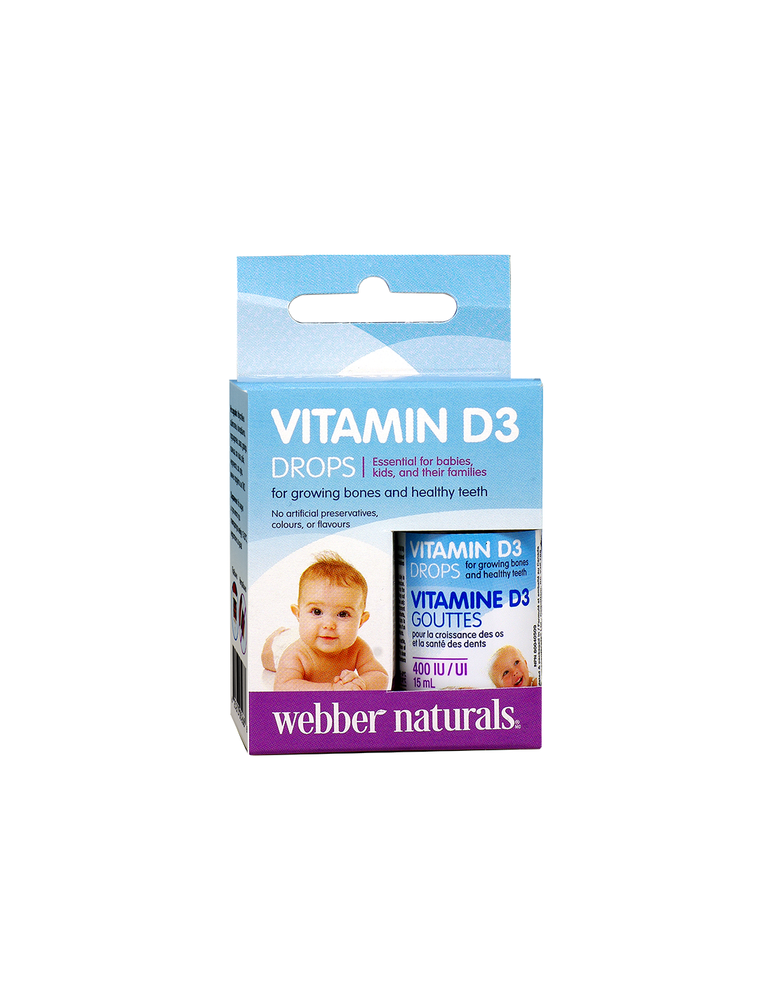 Vitamina D3 pentru bebelusi si copii, 400 UI x 15 ml/ 500 doze