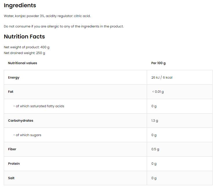 Spaghete dietetice / Fidea Konjac cu conținut scăzut de calorii, prietenoase cu keto, 400 de grame