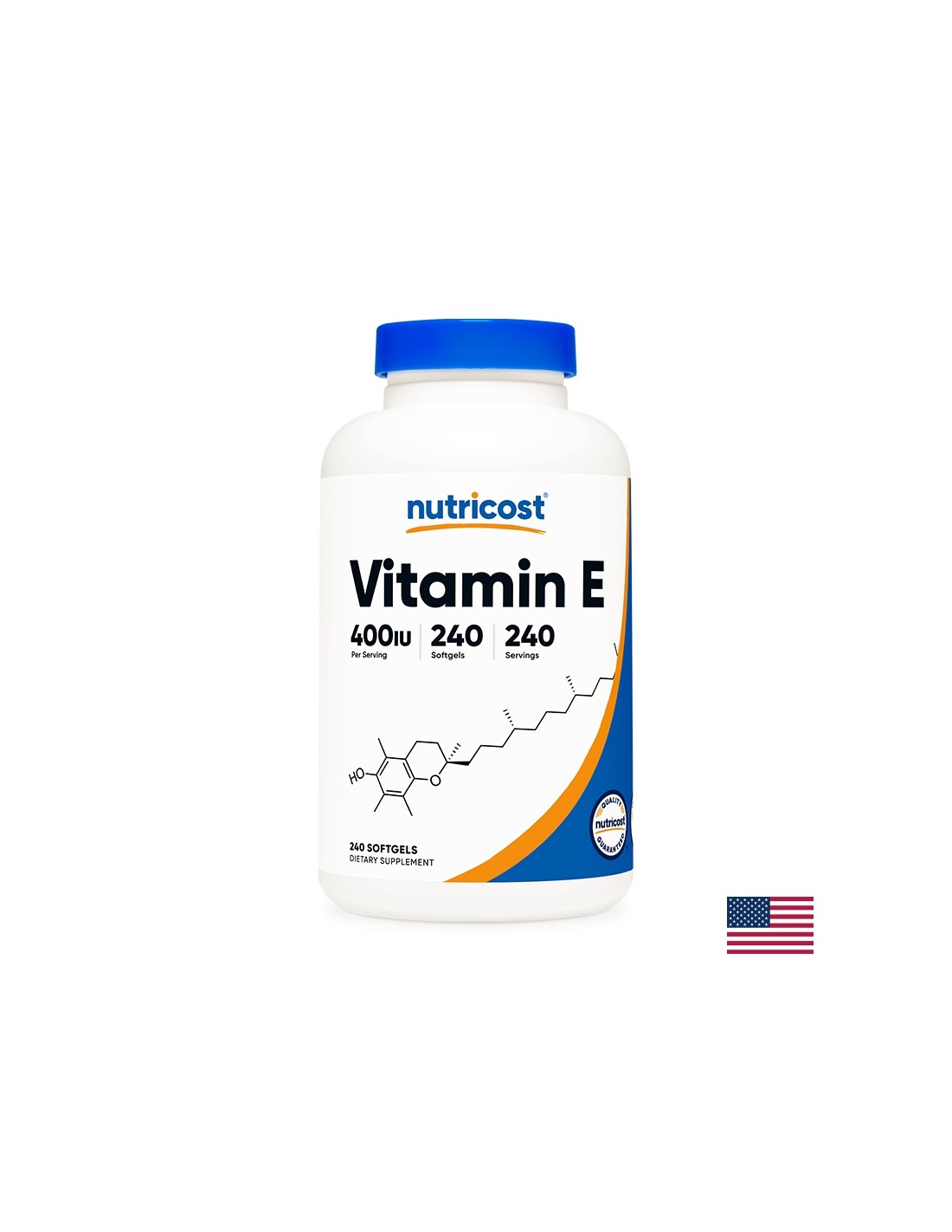 Vedere, păr și piele - Vitamina E, 400 UI x 240 capsule moale Nutricost