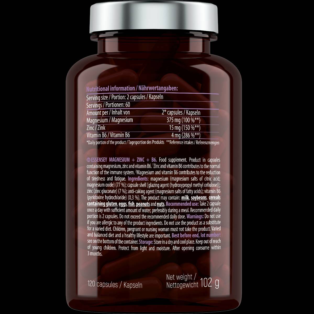 Magneziu + Zinc + B6 - 120 capsule