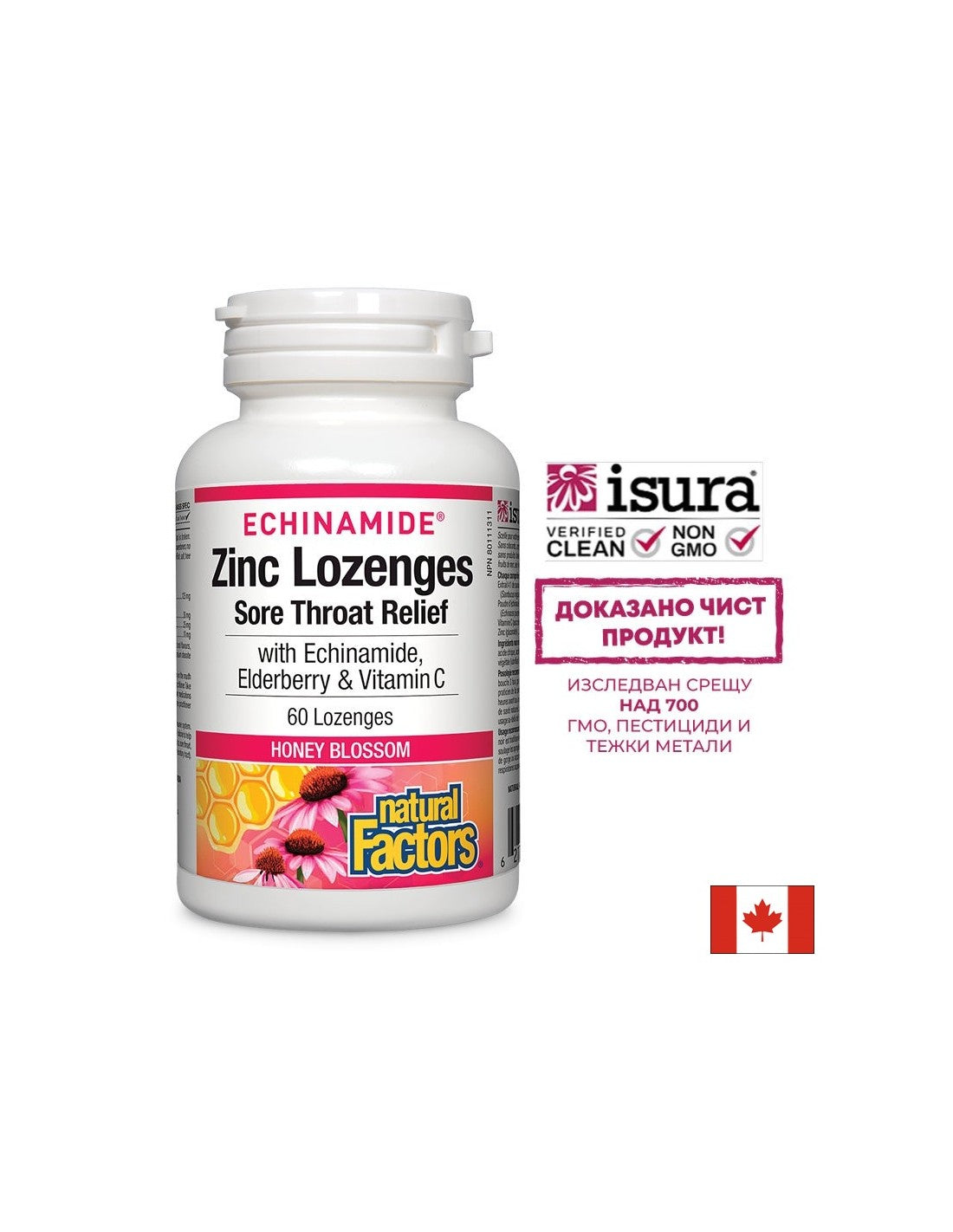 Pastile de zinc Echinamide® | Ameliorarea durerilor în gât - 60 de masticabile