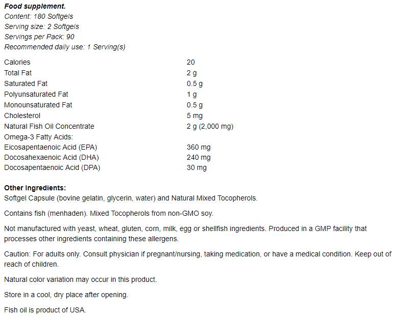 Eco - Sustain Omega 3 - 180 capsule de gel