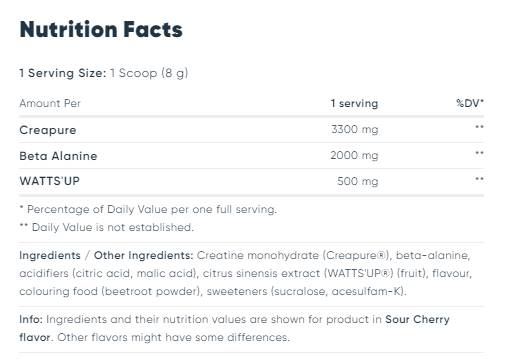 Forța epică | Creapure® cu Beta-Alanina si WATTS'UP® - 240 grame