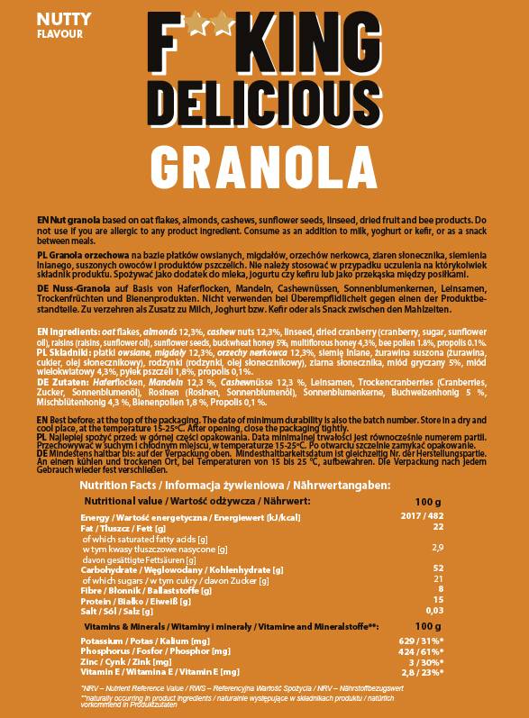 F**KING Granola delicioasă | Nucă - 300 de grame