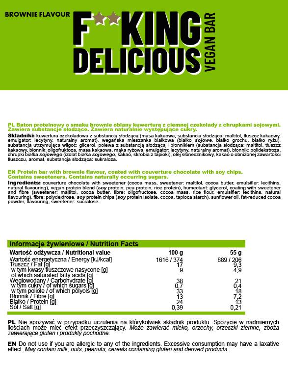 F**KING Delicious Vegan Bar - 55 de grame