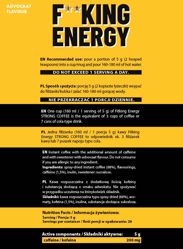 F**KING Energy | Cafea tare instant - 130 de grame