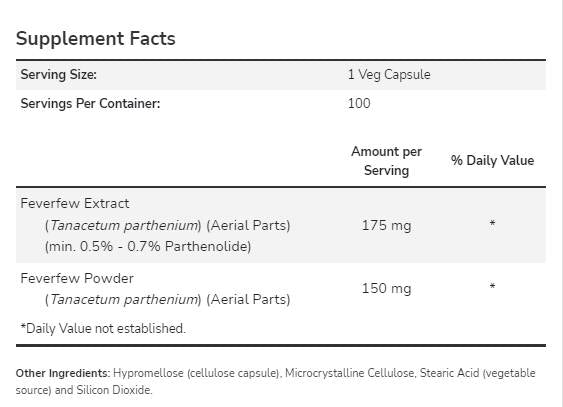 Feverfew 325 mg - 100 capsule