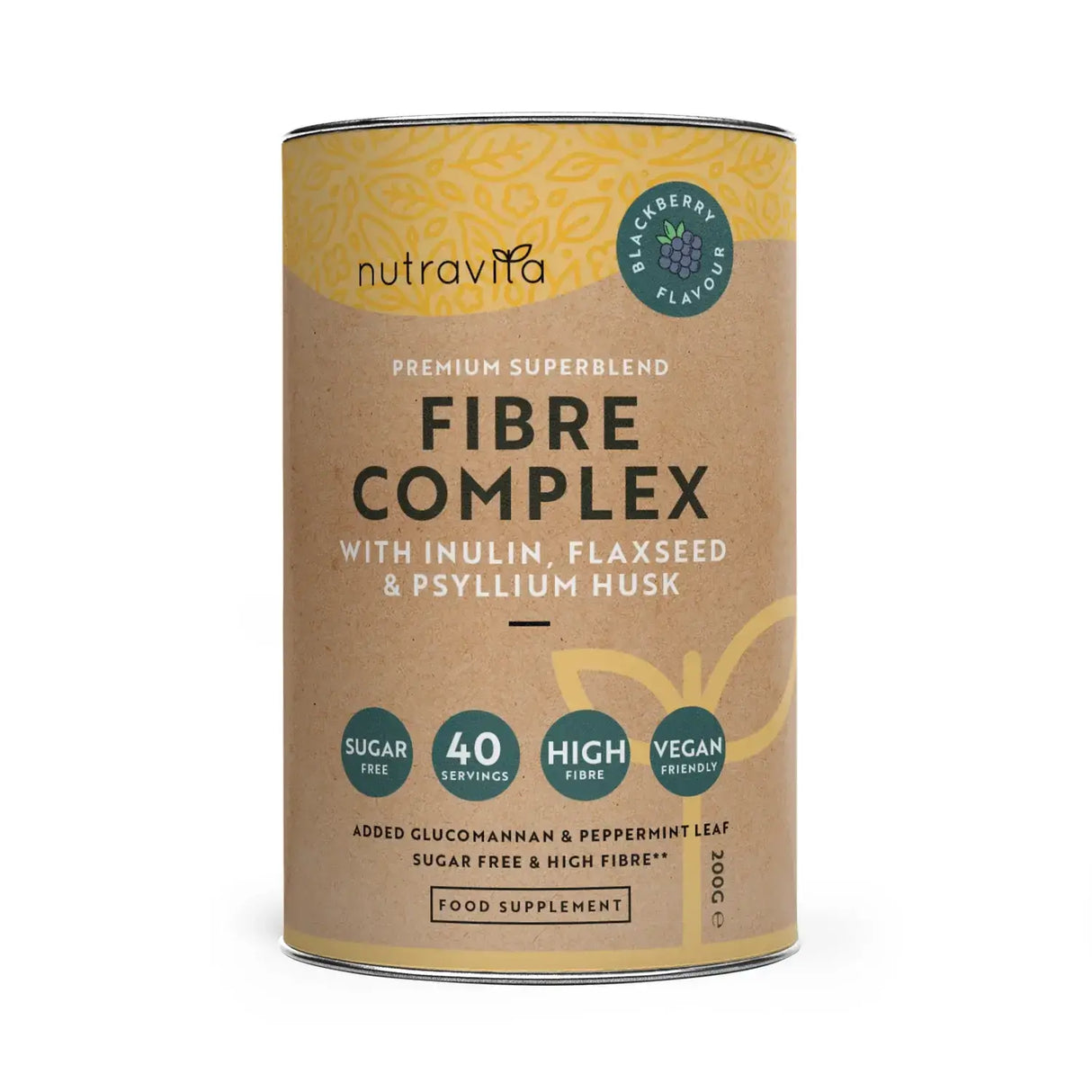Fibre Complex Powder - BlackBerry Flavour /200 g, 40 doze/ Nutravita
