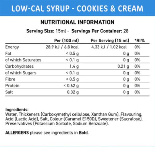 Fit Cuisine Sirop cu conținut scăzut de calorii | Biscuiti si crema - 425 ml