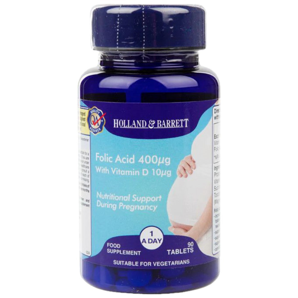 Acid folic 400 mcg + Vitamina D 400 UI / Suport sarcinii 90 Tablete