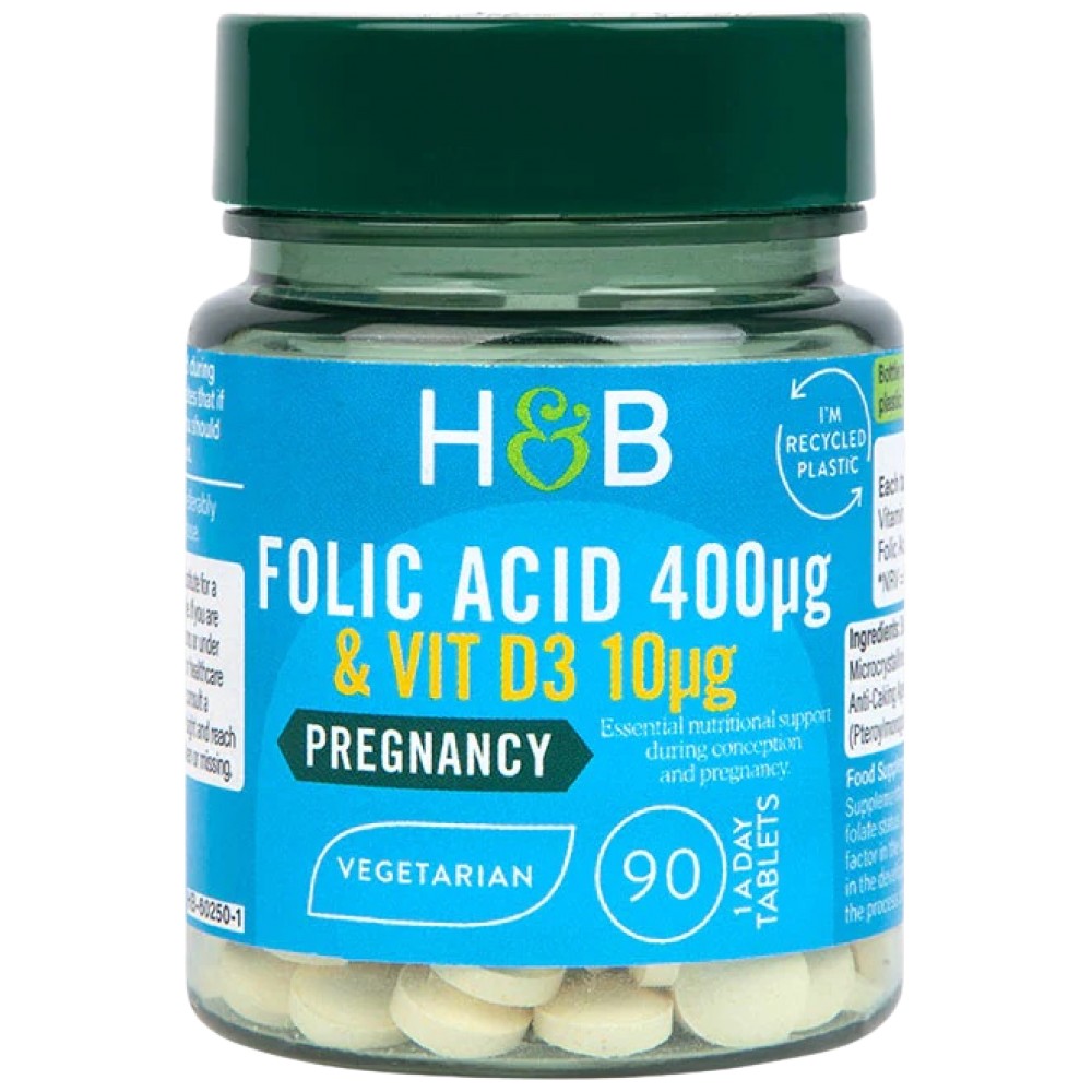 Acid folic 400 mcg | Cu Vit D3 10 mcg - 90 comprimate
