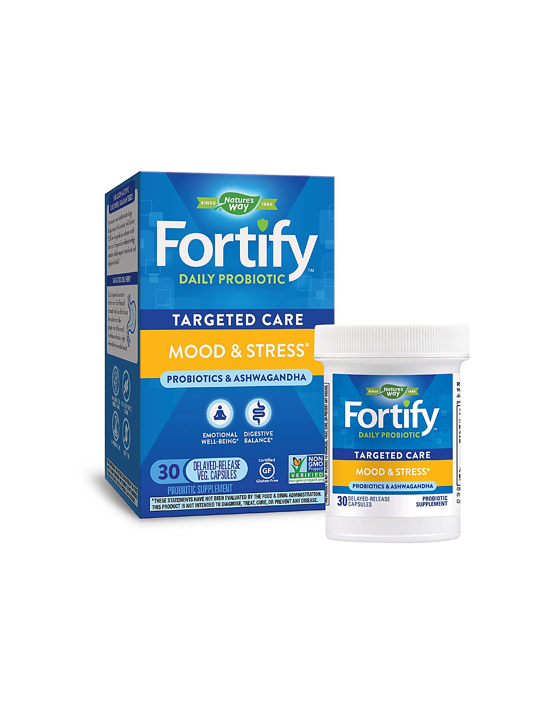 Fortify™ Daily Probiotic Mood and Stress - Fortify Probiotic Against Stress, 5 miliarde de probiotice active, 30 de capsule Nature's Way