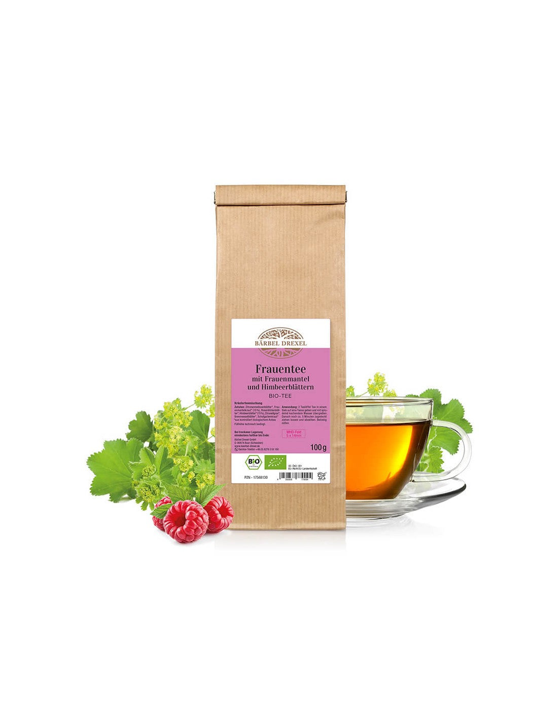 Frauentee mit Frauenmantel und Himbeerblättern Bio-Tee - Ceai bio pentru echilibrul hormonal al femeilor, 100 g Bärbel Drexel