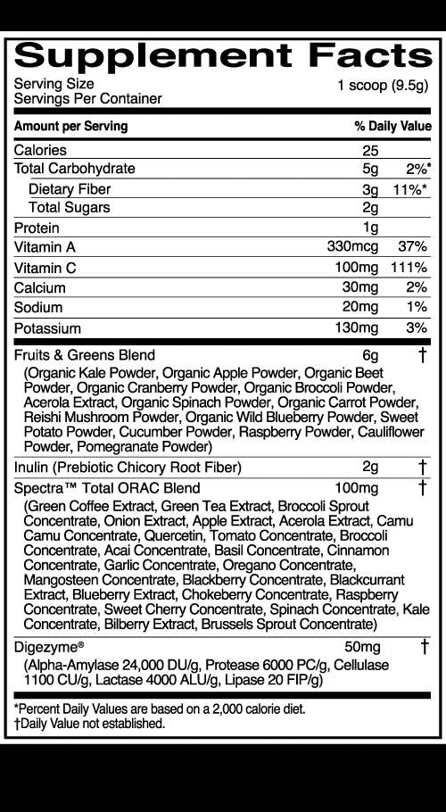 Fructe și verdeață | Superaliment dens în nutrienți cu antioxidanți - 285 grame