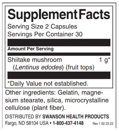 Ciupercă Shiitake cu spectru complet 500 mg - 60 capsule