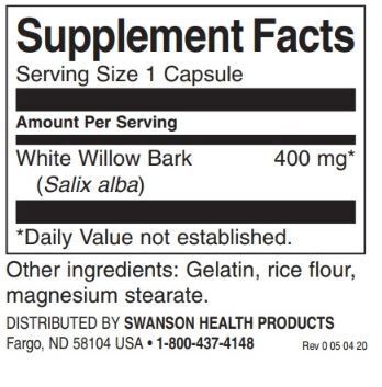 Scoarță de salcie albă cu spectru complet 400 mg / 90 capsule - 0