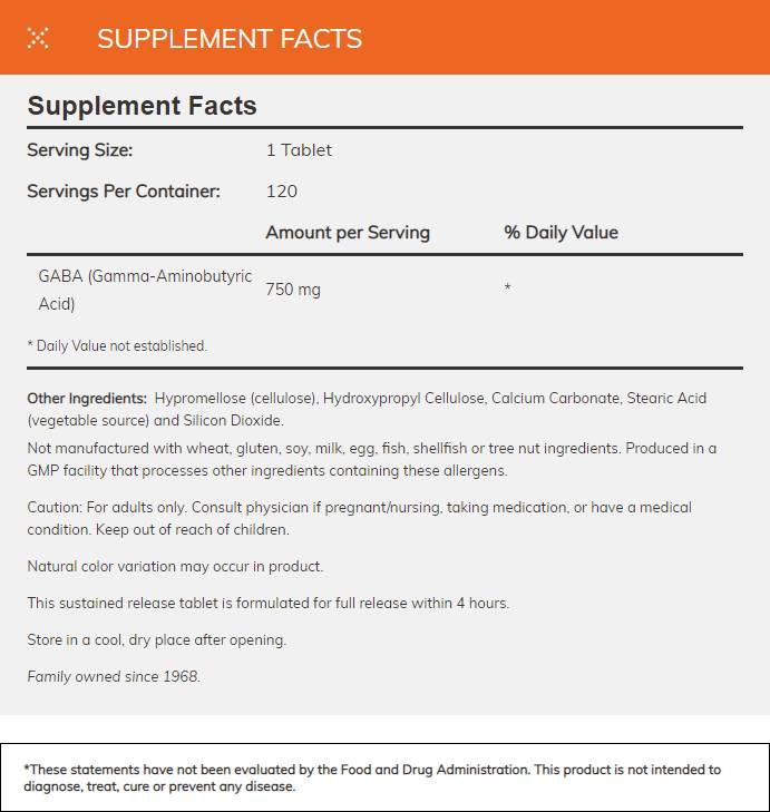 GABA 750 mg / eliberare susținută - 120 tablete