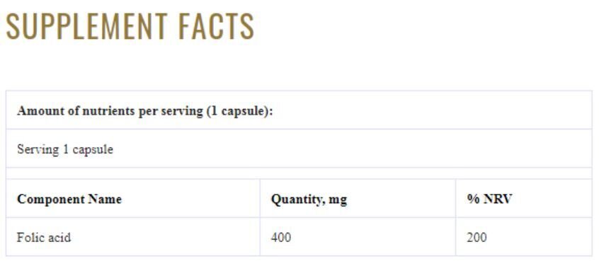 Acid folic GRASSBERG 400 mcg 60 capsule