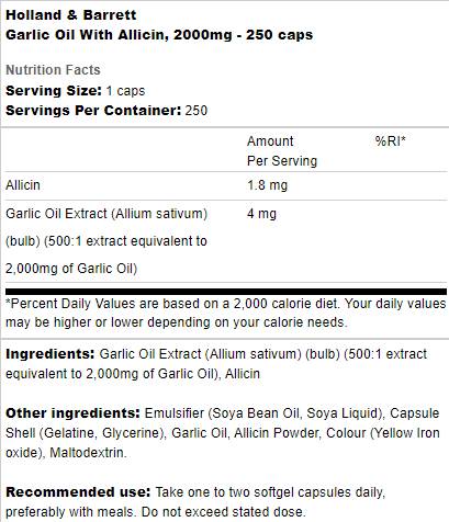 Ulei de usturoi cu alicina 2000 mg - 250 capsule