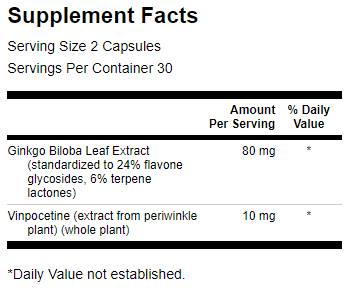 Ginkgo cu Vinpocetină (Standardizat) 40 mg - 60 capsule