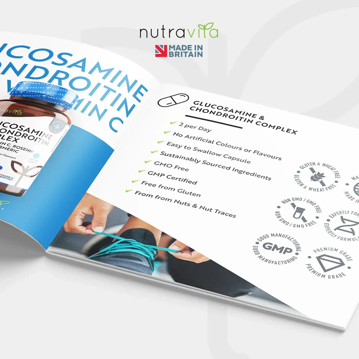 Glucozamină Condroitină /180 capsule, 90 zile/ cu turmeric, ghimbir și vitamina C Nutravita