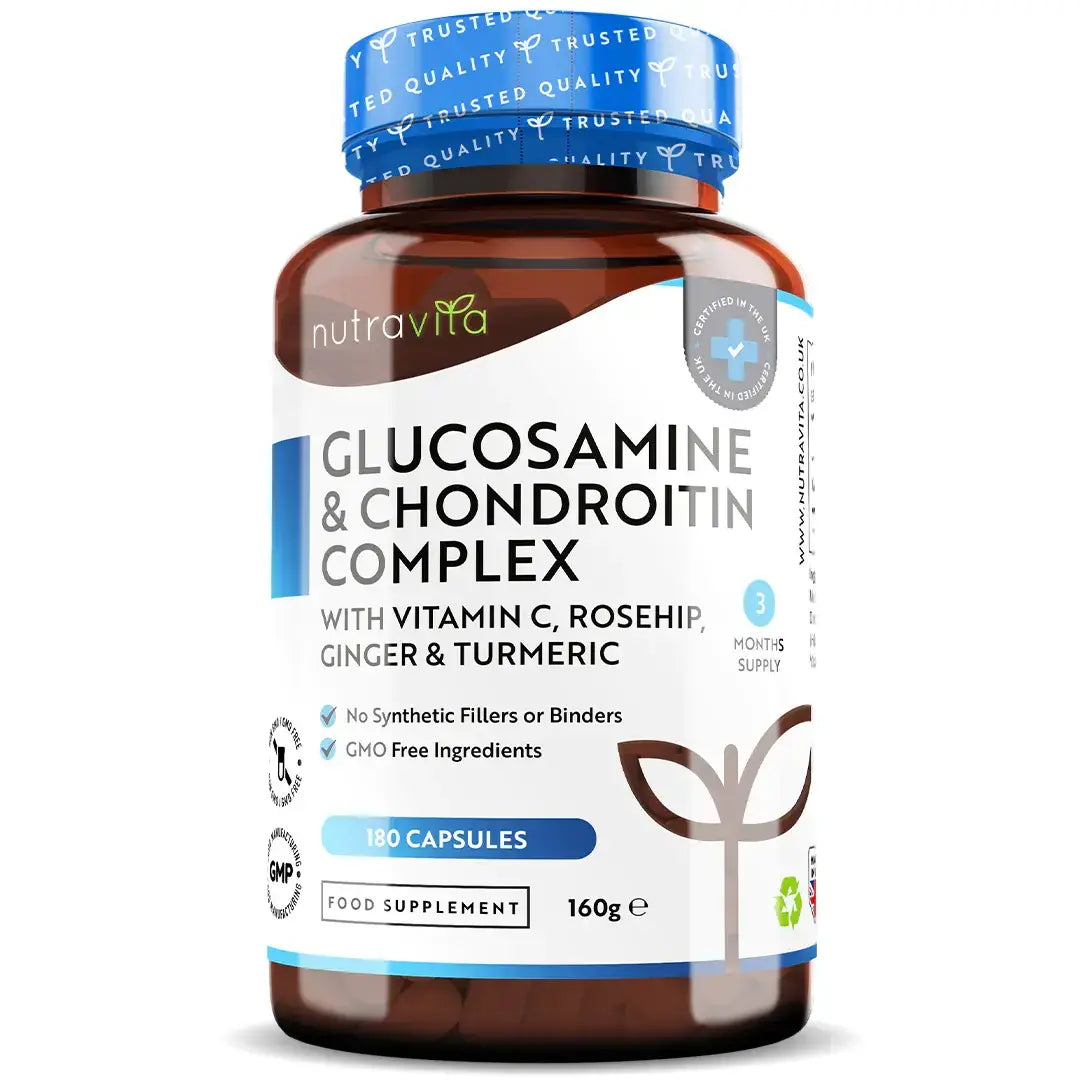 Glucozamină Condroitină /180 capsule, 90 zile/ cu turmeric, ghimbir și vitamina C Nutravita