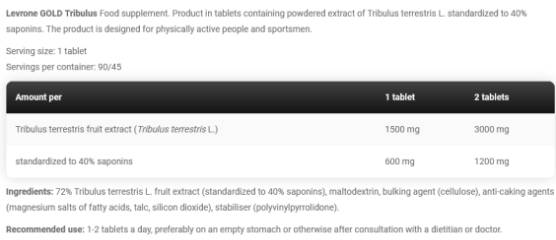 Gold Tribulus 1500 mg - 90 tablete