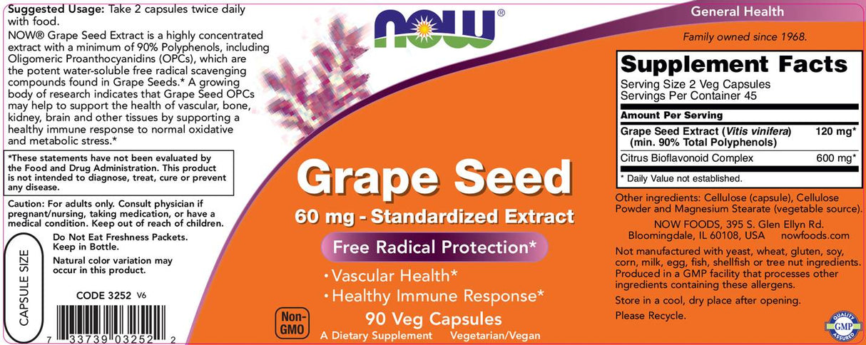 Antioxidant din semințe de struguri 60 mg - 90 capsule