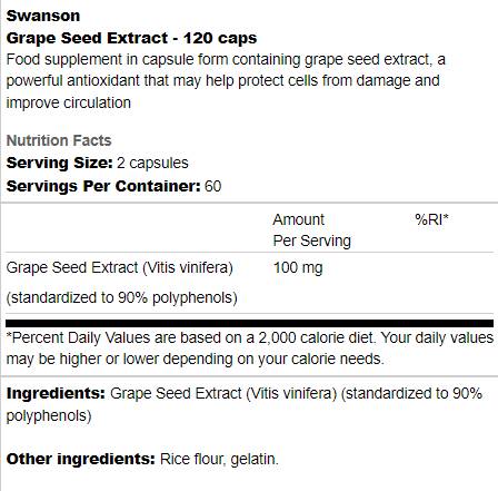 Extract din samburi de struguri 50 mg 120 capsule