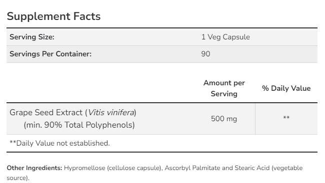 Extract din samburi de struguri 500 mg putere maxima - 90 capsule