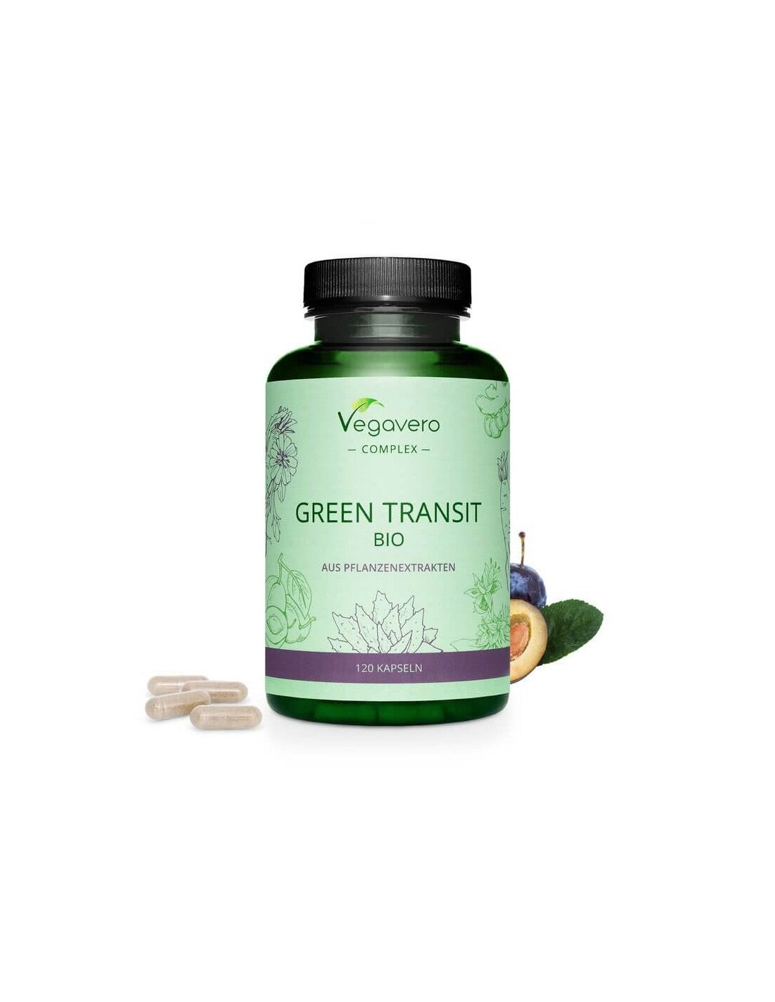 Green Transit Bio/ Formula pe bază de plante pentru o digestie bună, 120 capsule Vegavero